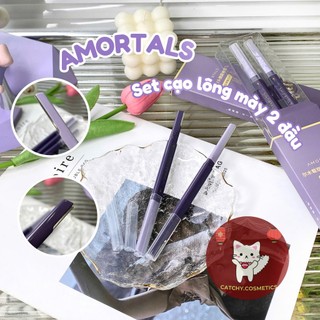 [AMORTALS] Set 2 Cạo Lông Mày Amortals 2 Đầu Vỏ Tím, Cạo Tỉa Lông Mày Tiện Lợi, Không Gỉ