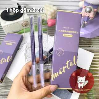 [AMORTALS] Set 2 Cạo Lông Mày Amortals 2 Đầu Vỏ Tím, Cạo Tỉa Lông Mày Tiện Lợi, Không Gỉ