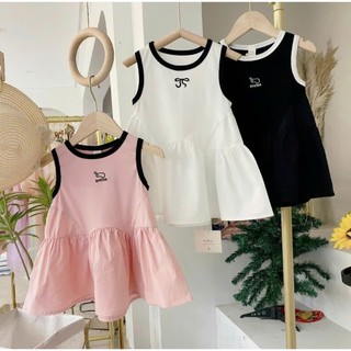 Systna Váy Xoè Đuôi Cá Cổ Tròn Cho Bé Gái Dễ Thương Chất Cotton Mềm Size 9-35kg Màu Hồng Trắng Đen Phù Hợp Với Bé Gái