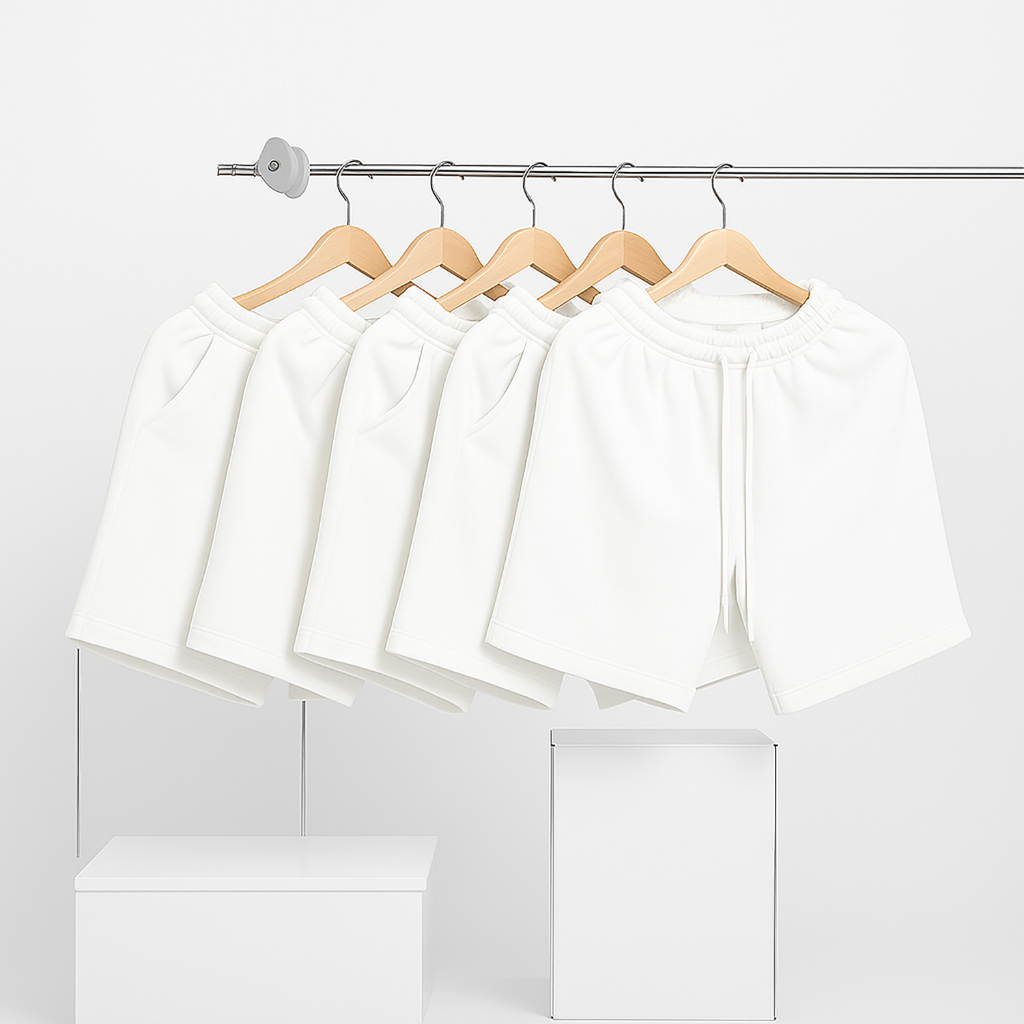 Quần short trắng trơn Basic nỉ da cá mềm mịn co giãn thoáng mát 40-100kg form suông Unisex Basetee