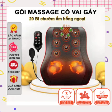 Gối Massage Hồng Ngoại Gối Tựa Lưng, Massage 20 Bi Cao Cấp, Máy Mát Xa Hồng Ngoại Toàn Thân Cải Thiện Đau Nhức Mỏi
