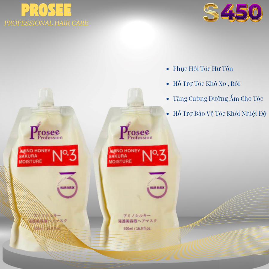 Túi Hấp Prosee Amino Sakura Moisture 500ML Phục Hồi, Dưỡng Ẩm Tóc Khô ...