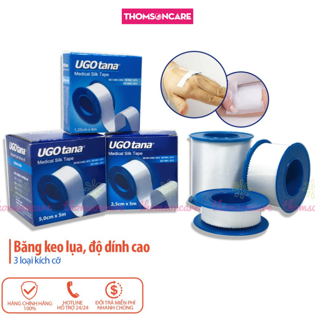 Băng dính cuộn vải lụa y tế UGOTANA - độ dính cao, băng keo mềm sơ cứu vết thương