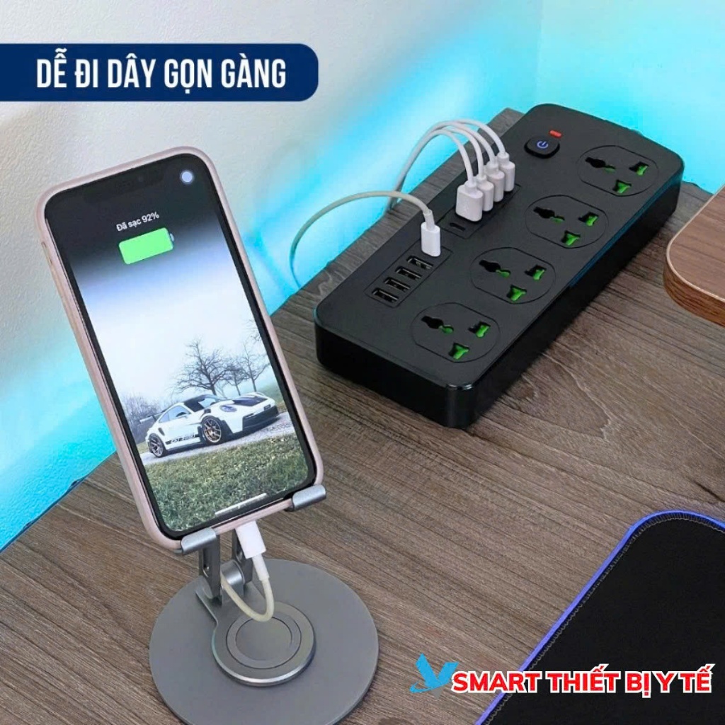 Ổ Cắm Điện Đa Năng Thông Minh Chịu Tải Cao 3000w Hỗ Trợ Cổng Sạc USB TypeC An Toàn Chống Cháy Nổ