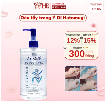 Dầu tẩy trang Và Nước Tẩy Trang ý dĩ Hatomugi 500ml Nhật Bản Tẩy trang ý dĩ Reihaku sạch sâu cho mọi loại da