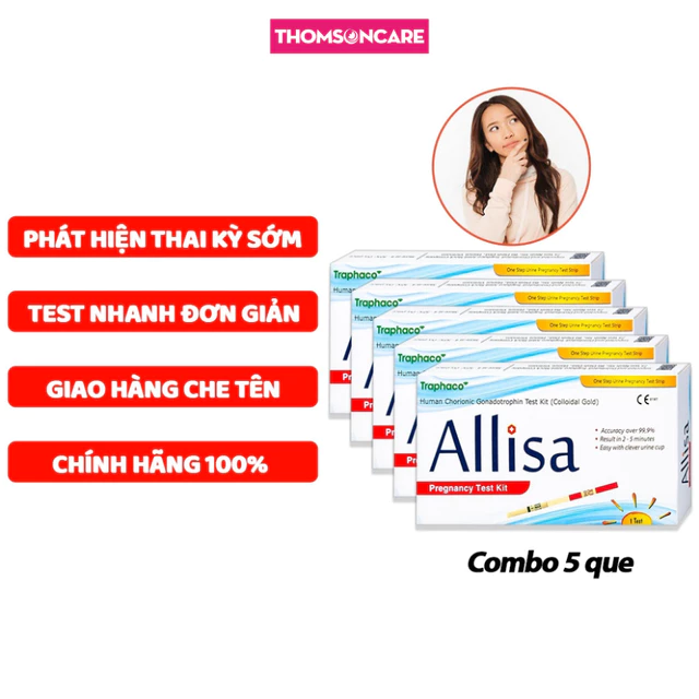 Combo 5 que thử thai Allisa của Traphaco Che tên khi giao - Chính xác test thử thai hai vạch sớm nhanh Allisa