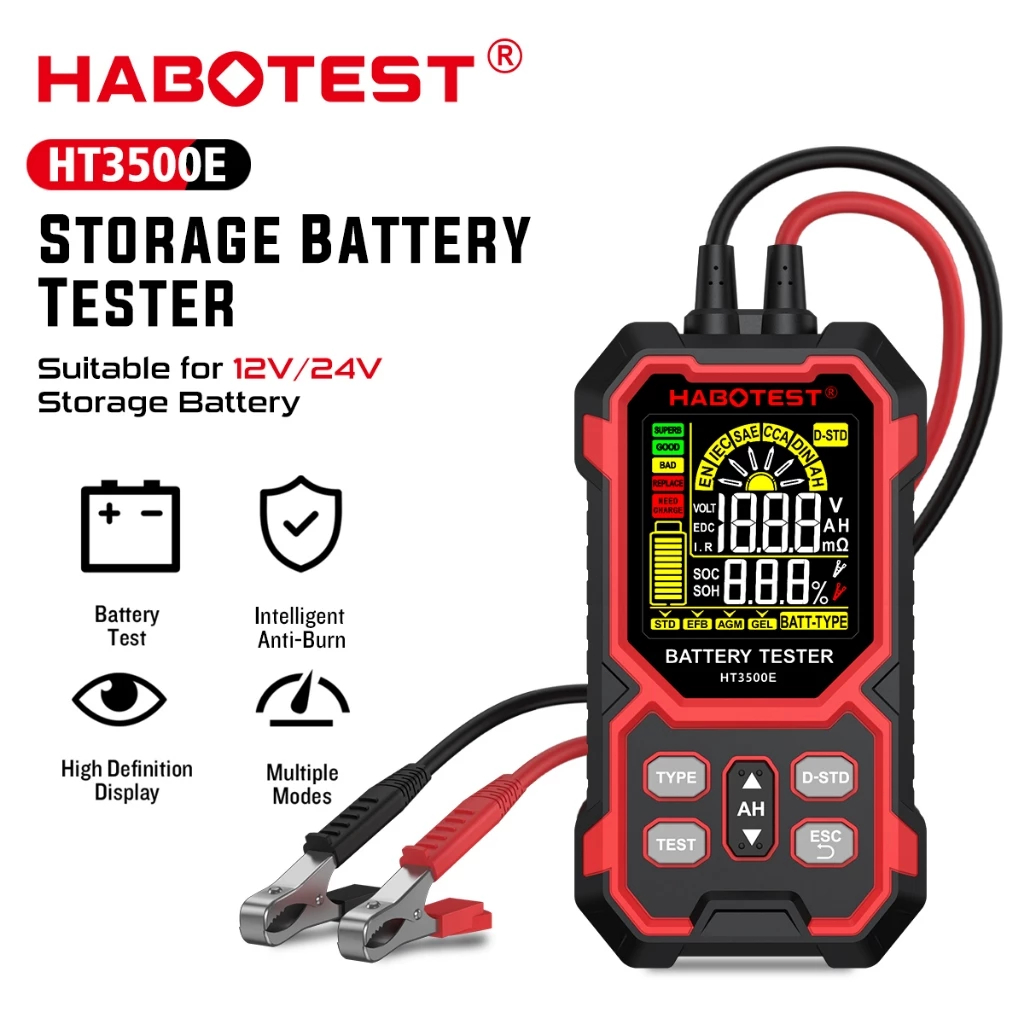 Habotest HT3500E Máy kiểm tra ắc quy ô tô , xe máy 8V-30V BM550 kiểm tra pin CCA , đo điện trở, phân tích