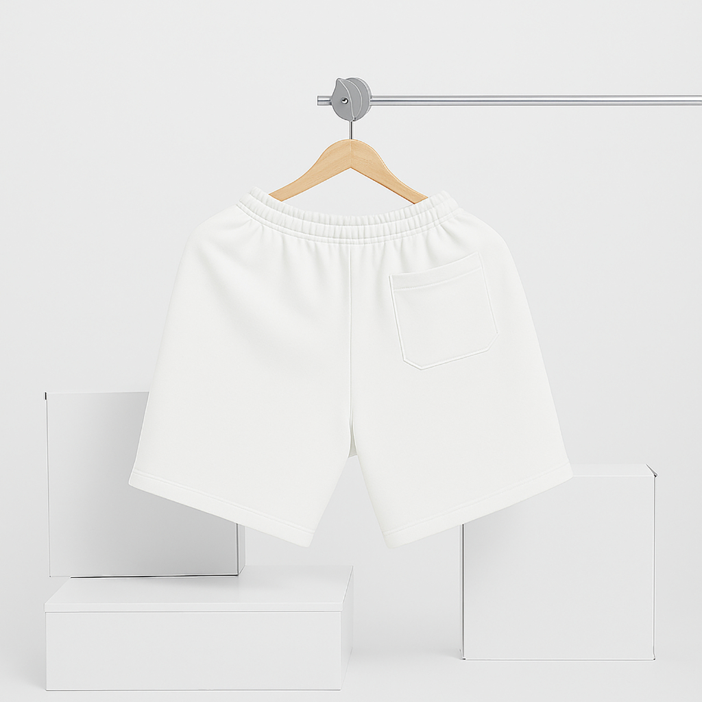 Quần short trắng trơn Basic nỉ da cá mềm mịn co giãn thoáng mát 40-100kg form suông Unisex Basetee