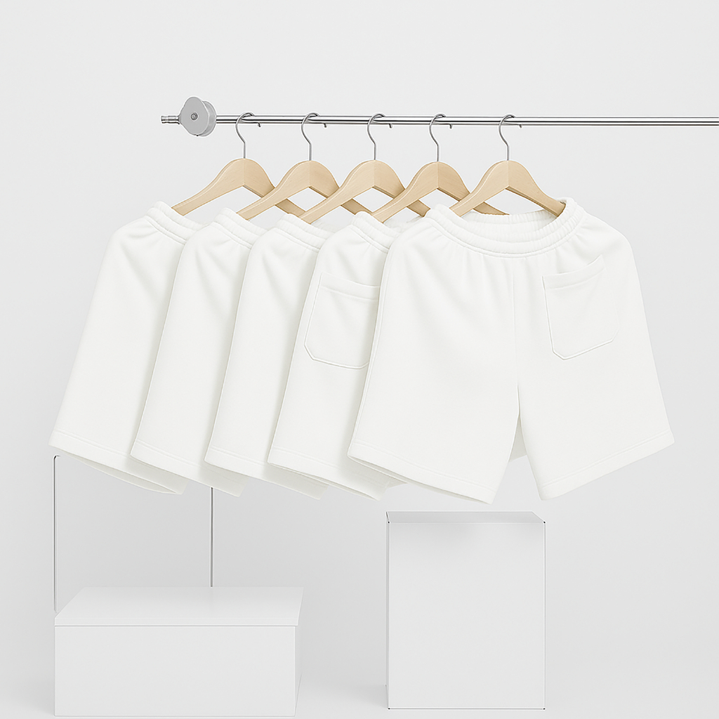 Quần short trắng trơn Basic nỉ da cá mềm mịn co giãn thoáng mát 40-100kg form suông Unisex Basetee