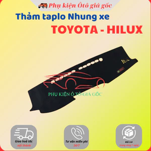 Thảm taplo xe Toyota Hilux 2011 - 2012, 2015 - 2025 Nhung 3 lớp, chống nắng, chống trượt