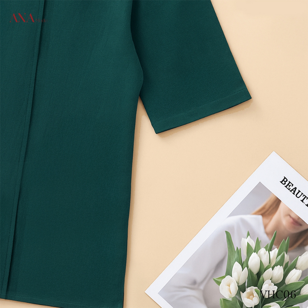 Áo Kiểu Form Rộng Trung Niên ANA Mode Chất Liệu Linen Thun Thanh Lịch Đi Tiệc Quà Tặng Mẹ AK25VHC06