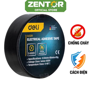 Băng Dính Cách Điện Deli Zentor - Chất Liệu Chống Cháy Hiệu Quả - Sử Dụng An Toàn Cho Gia Đình