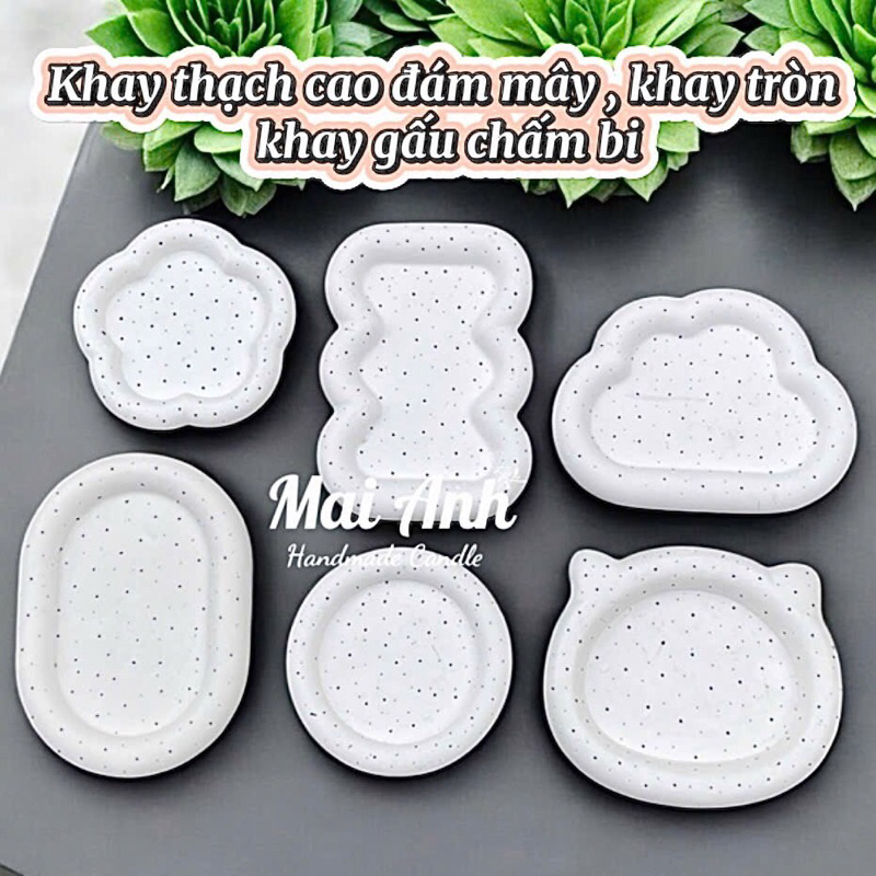 [MUA 6 TẶNG 1 ] KHAY THẠCH CAO TRÒN VIỀN TO HOẠ TIẾT CHẤM BI DÙNG DECORE TRANG TRÍ CHỤP ẢNH SẢM PHẨM - Mai anh candle