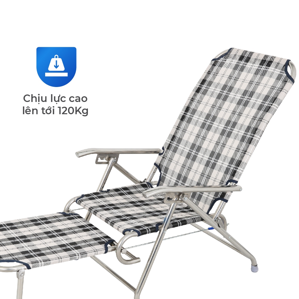 Ghế xếp gấp gọn inox Deli QUI PHÚC, inox sáng bóng, vải lưới cao cấp, thoáng khí, chịu tải 150kg