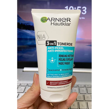☘️ SỮA RỬA MẶT CHỐNG MỤN ĐẤT SÉT GARNIER 3 TRONG 1, CÔNG THỨC THUẦN CHAY DƯỠNG TRẮNG