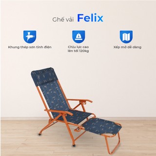 Ghế xếp gấp gọn Felix QUI PHÚC, lưới vải bền chắc, thoáng khí, tiện lợi, an toàn, chắc chắn, có gác chân