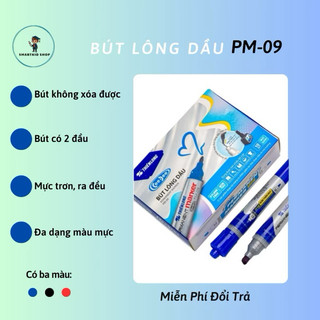 Combo 2-5-10 Bút Lông Dầu Lớn 2 Đầu PM-09 Loại Tốt Mực Bám Dính Tốt