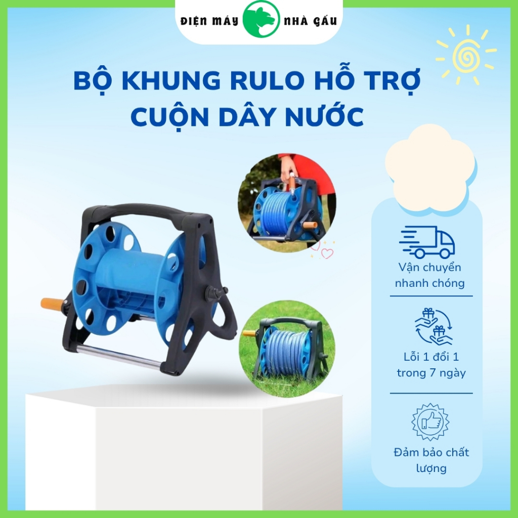Bộ khung rulo hỗ trợ cuộn dây nước 35m, ống nước, vòi nước, dây bình ...
