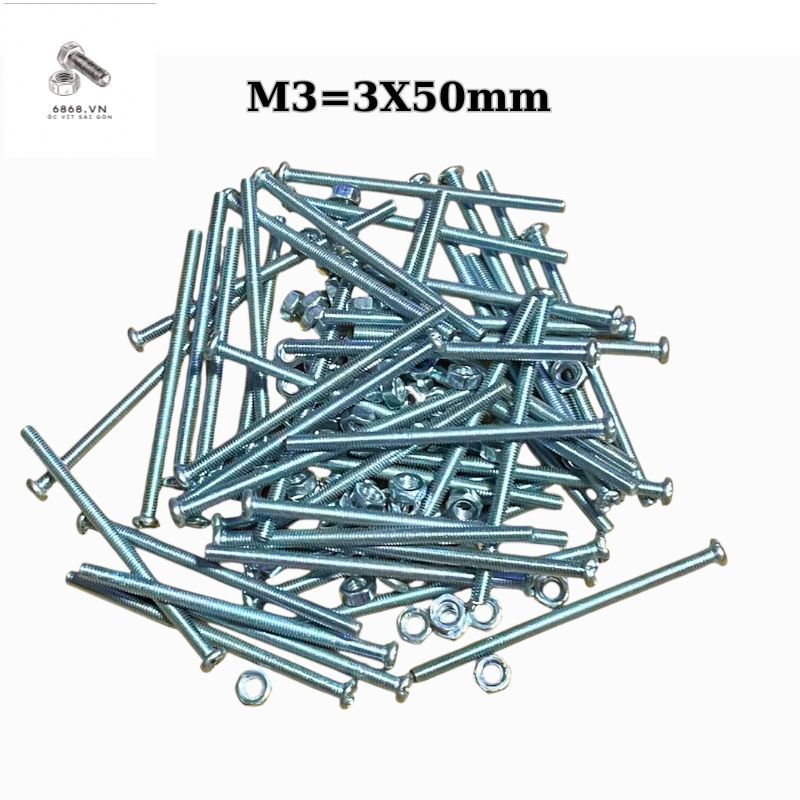 Ốc vít tán 3x50mm 3ly dài 5cm túi 100 con (240g) có kèm tán | Shopee ...