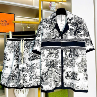 bộ thể thao nam ngắn tay chất liệu lụa in họa tiết cao cấp, bộ quần áo nam dáng suông siêu thoáng mát PLN fashion