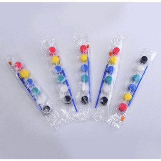 Màu Nước Acrylic Tô Tượng Thạch Cao 6-12 Màu Kèm Cọ, Khay Pha Màu Vẽ Tranh Trang Trí