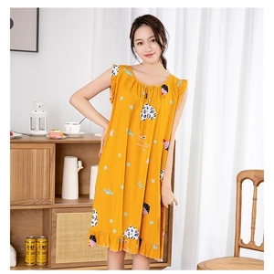 Váy đầm ngủ nữ vải Cotton tự nhiên mềm mịn mát lạnh, đầm mặc nhà mùa hè mã VAV0226