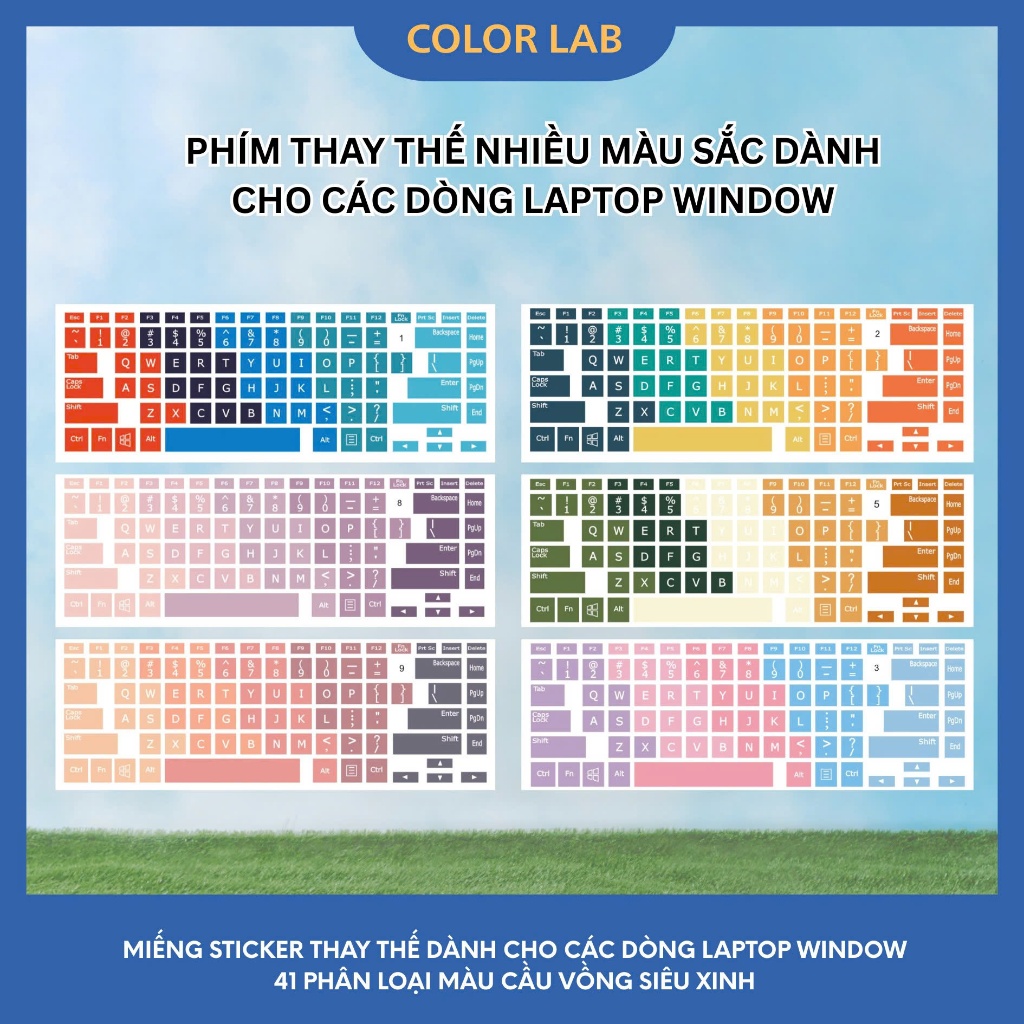 [COLORLAB] Miếng Sticker Thay Thế Dán Bàn Phím Tiếng Anh - 40 Màu Cầu ...