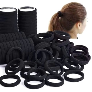 100 Dây Buộc Tóc Đen Bản To Loại Dày – Thun Cột Tóc Nữ Co Giãn Tốt Không Gây Đau Đầu