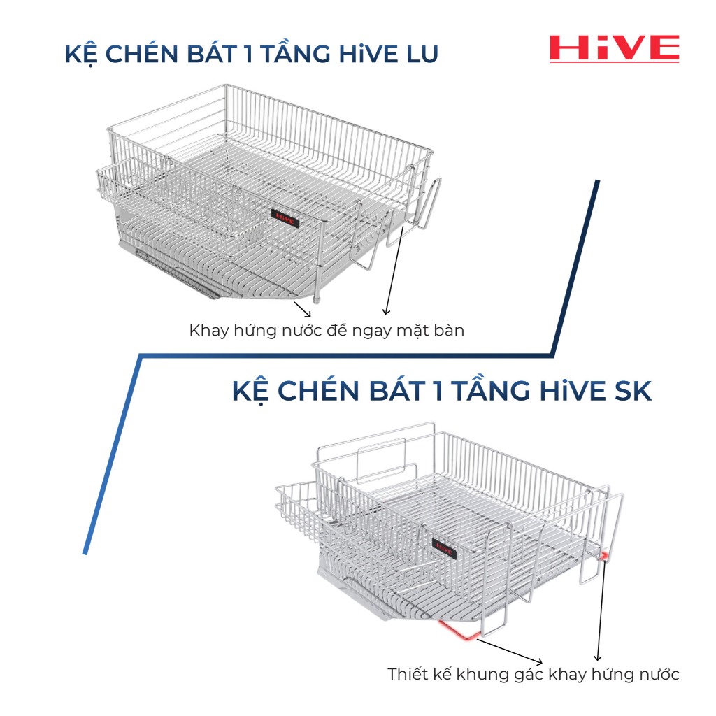Giá Kệ úp chén bát HiVE LU 1 tầng inox cao cấp | BigBuy360 - bigbuy360.vn