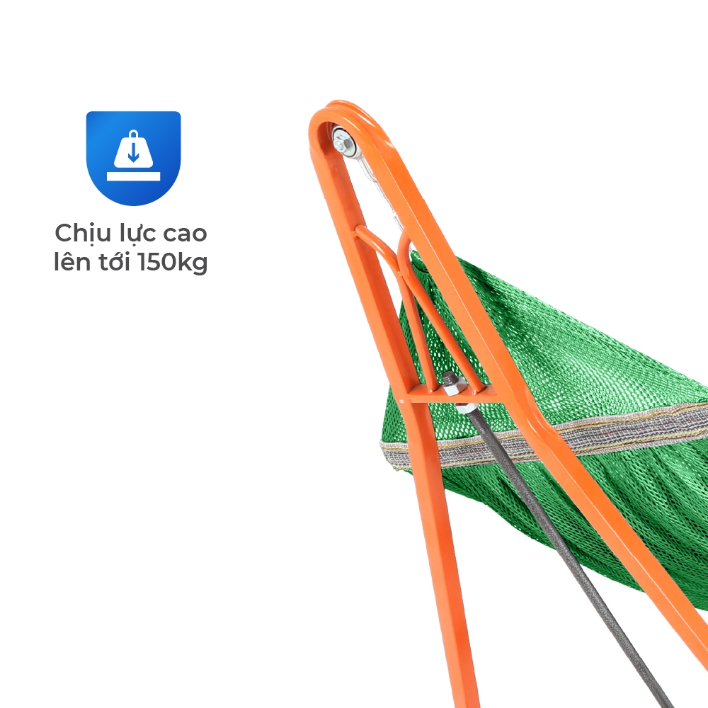 Võng nằm Felix vuông QUI PHÚC, khung thép chắc chắn, võng xếp linh hoạt, khung thép chịu tải 150kg