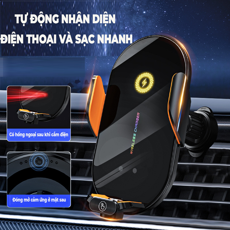 Giá đỡ điện thoại kẹp cửa gió ô tô xoay 360° kiêm sạc nhanh 66W  tự điều chỉnh thông minh, tiện lợi cho mọi dòng xe C3