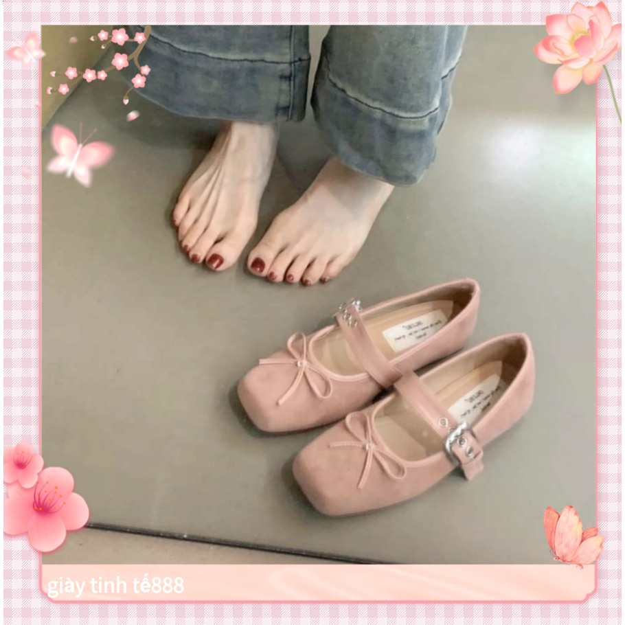 🔥Còn hàng🔥Giày bệt nữ sang chảnh Giày búp bê nữ mũi vuông nông gót thấp(size35-42)