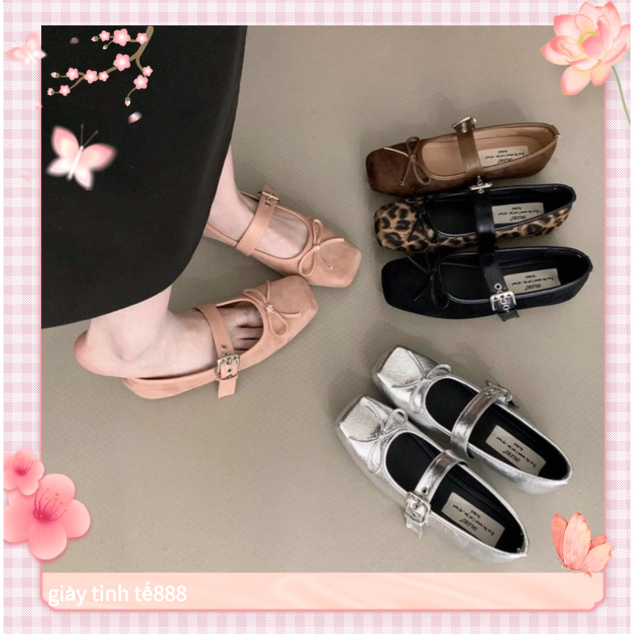 🔥Còn hàng🔥Giày bệt nữ sang chảnh Giày búp bê nữ mũi vuông nông gót thấp(size35-42)