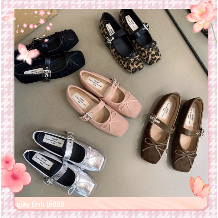 🔥Còn hàng🔥Giày bệt nữ sang chảnh Giày búp bê nữ mũi vuông nông gót thấp(size35-42)