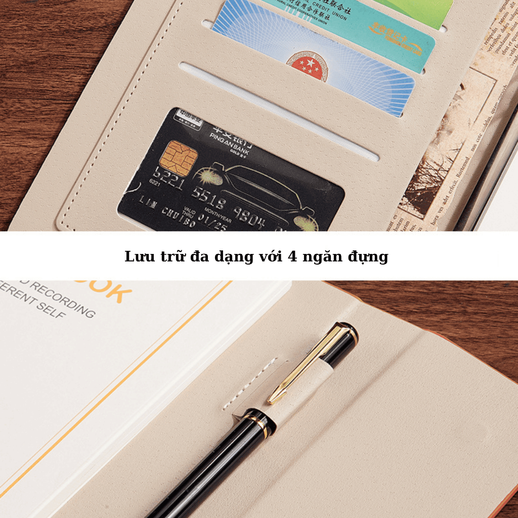 Sổ bìa da a5 doanh nhân - Refil - Đa năng - Nhiều ngăn đựng -  Có thể thay thế lõi S244