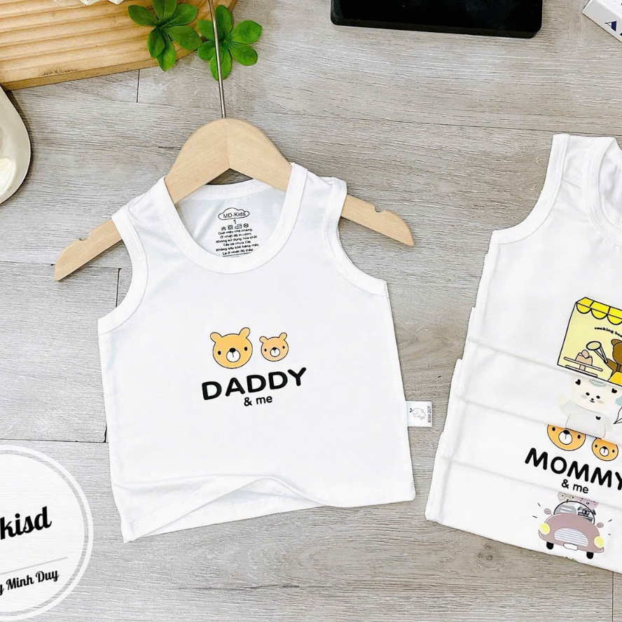Áo BA LỖ sát nách NỀN TRẮNG KEM họa tiết đáng yêu cho bé 4-14kg mesocshop
