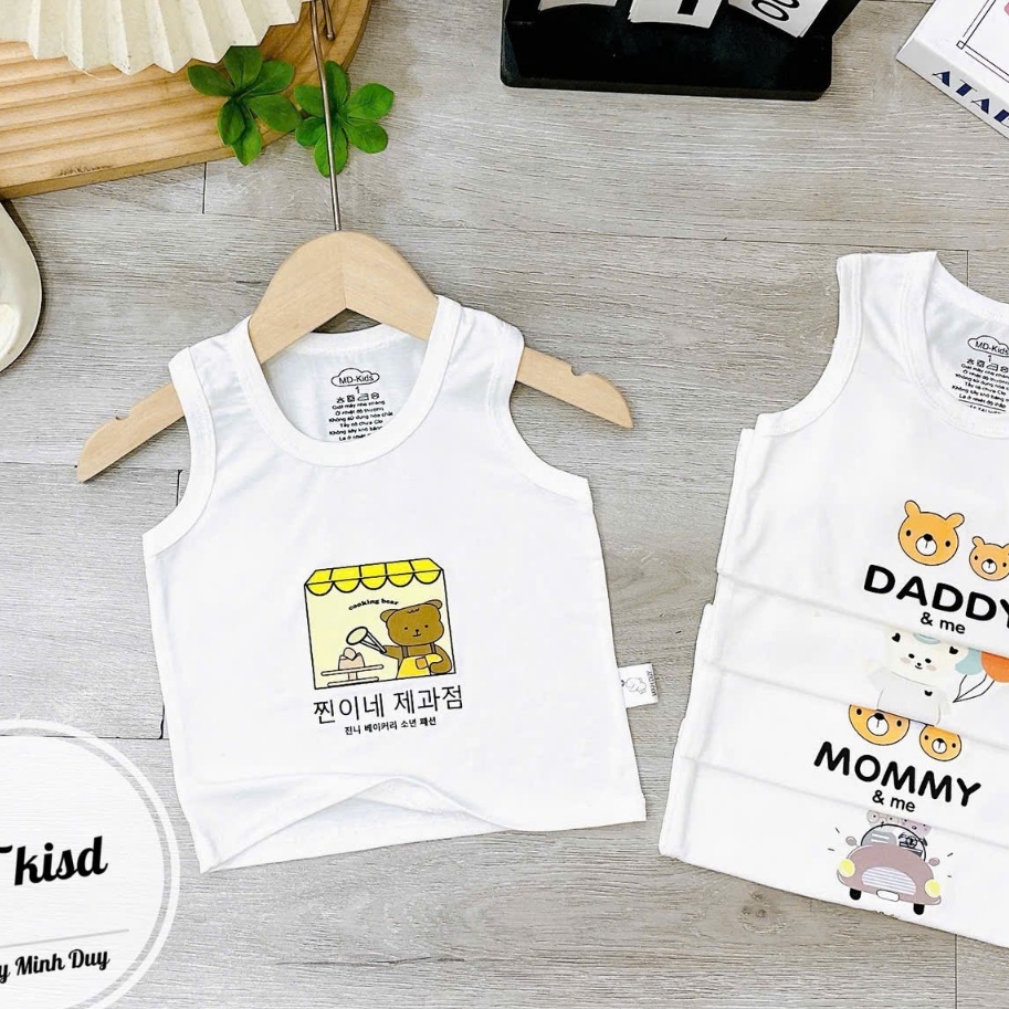 Áo BA LỖ sát nách NỀN TRẮNG KEM họa tiết đáng yêu cho bé 4-14kg mesocshop
