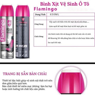 Chai xịt vệ sinh ghế da và nội thất ô tô đa năng dạng bọt Flamingo F002 chai 650ml vệ sinh sofa ghế nỉ hàng chính hãng