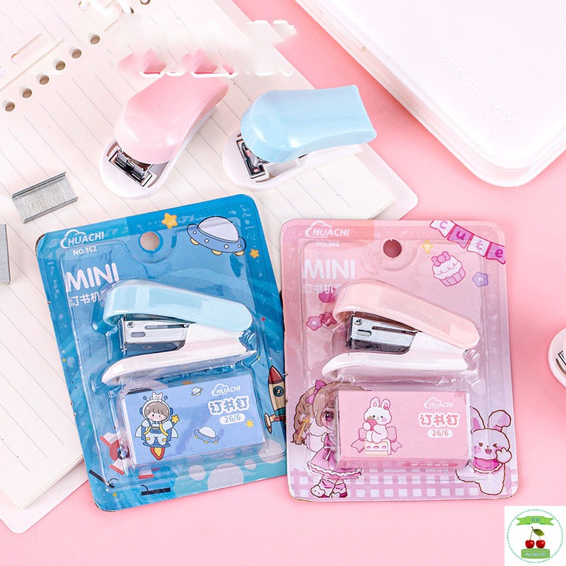 Bộ Dập Ghim Dễ Thương, Bộ Dập Ghim Mini Hình Thỏ Phi Hành Gia (Tặng kèm Hộp Ghim Bấm)