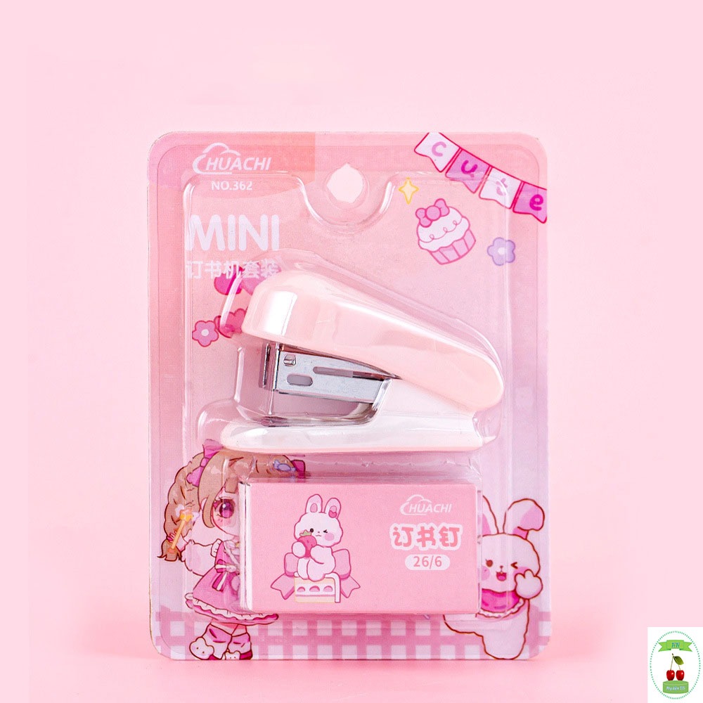 Bộ Dập Ghim Dễ Thương, Bộ Dập Ghim Mini Hình Thỏ Phi Hành Gia (Tặng kèm Hộp Ghim Bấm)
