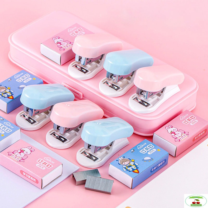 Bộ Dập Ghim Dễ Thương, Bộ Dập Ghim Mini Hình Thỏ Phi Hành Gia (Tặng kèm Hộp Ghim Bấm)