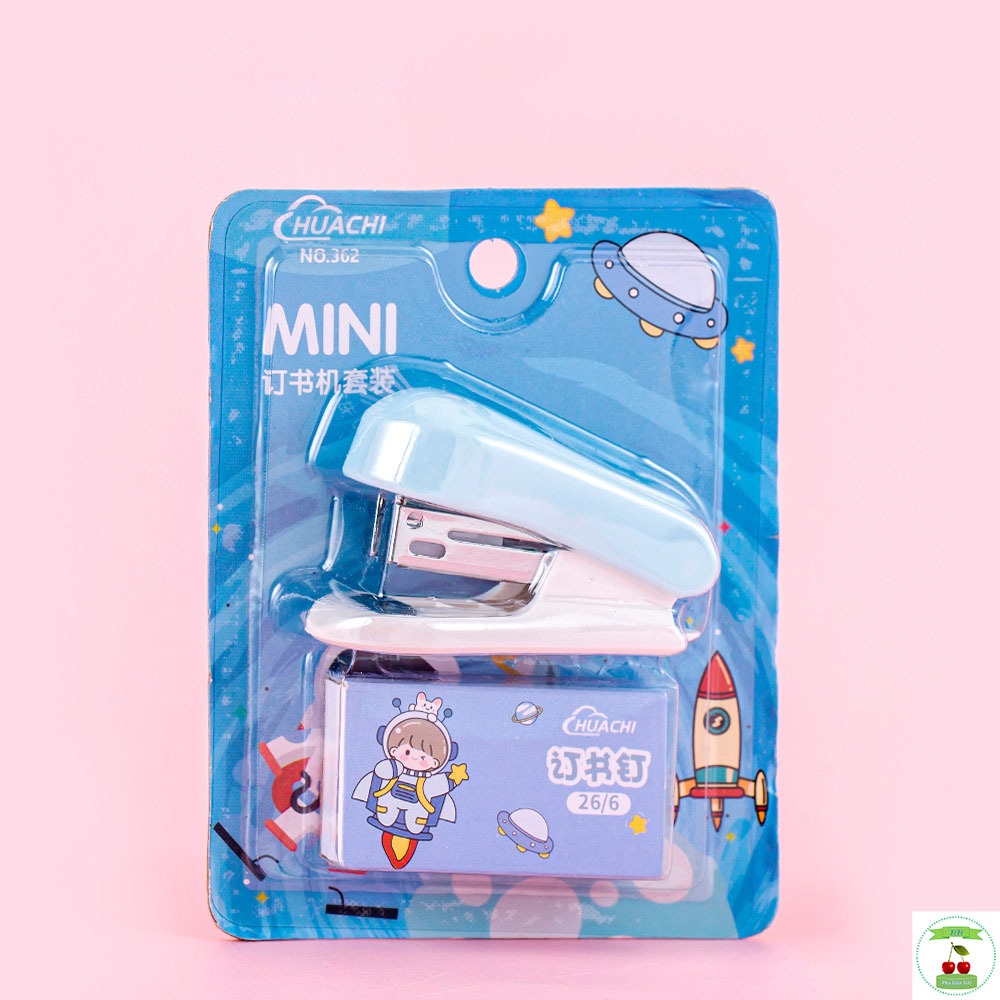 Bộ Dập Ghim Dễ Thương, Bộ Dập Ghim Mini Hình Thỏ Phi Hành Gia (Tặng kèm Hộp Ghim Bấm)