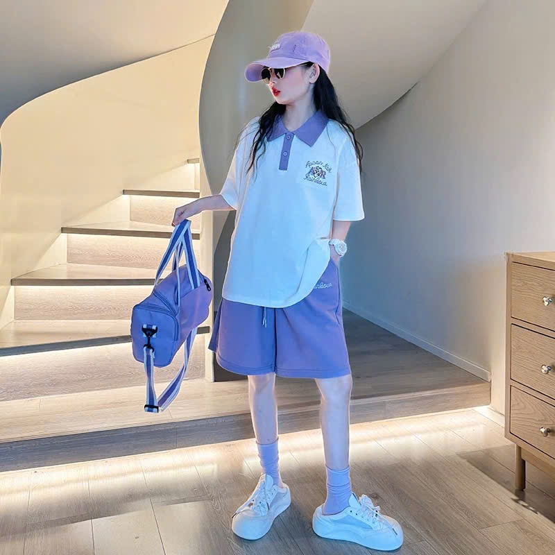 Set áo polo gấu AR kèm quần cho bé gái size đại BEESHOP H25090