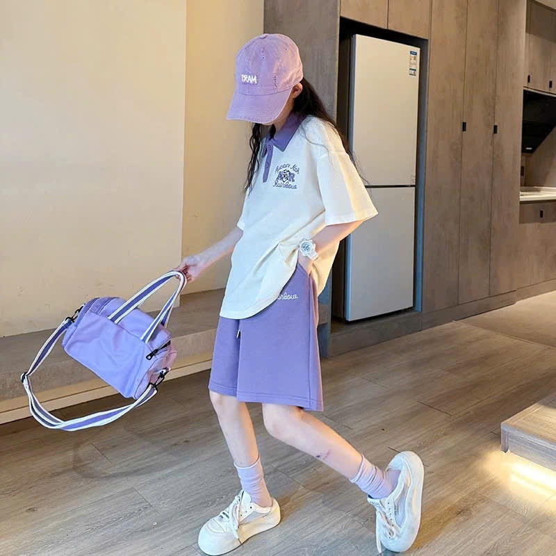 Set áo polo gấu AR kèm quần cho bé gái size đại BEESHOP H25090