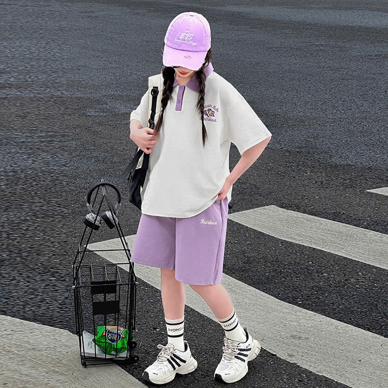 Set áo polo gấu AR kèm quần cho bé gái size đại BEESHOP H25090