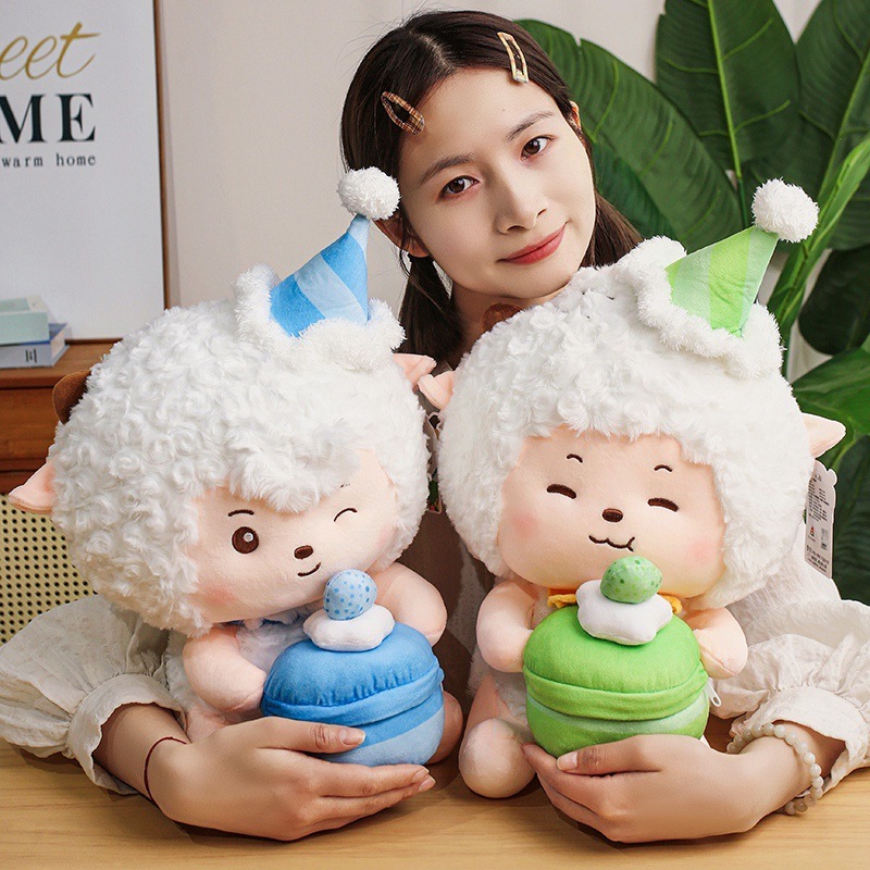 Gấu bông sinh nhật cừu ôm bánh kem làm quà tặng sinh nhật cho bé,bạn gái,bạn trai đáng yêu