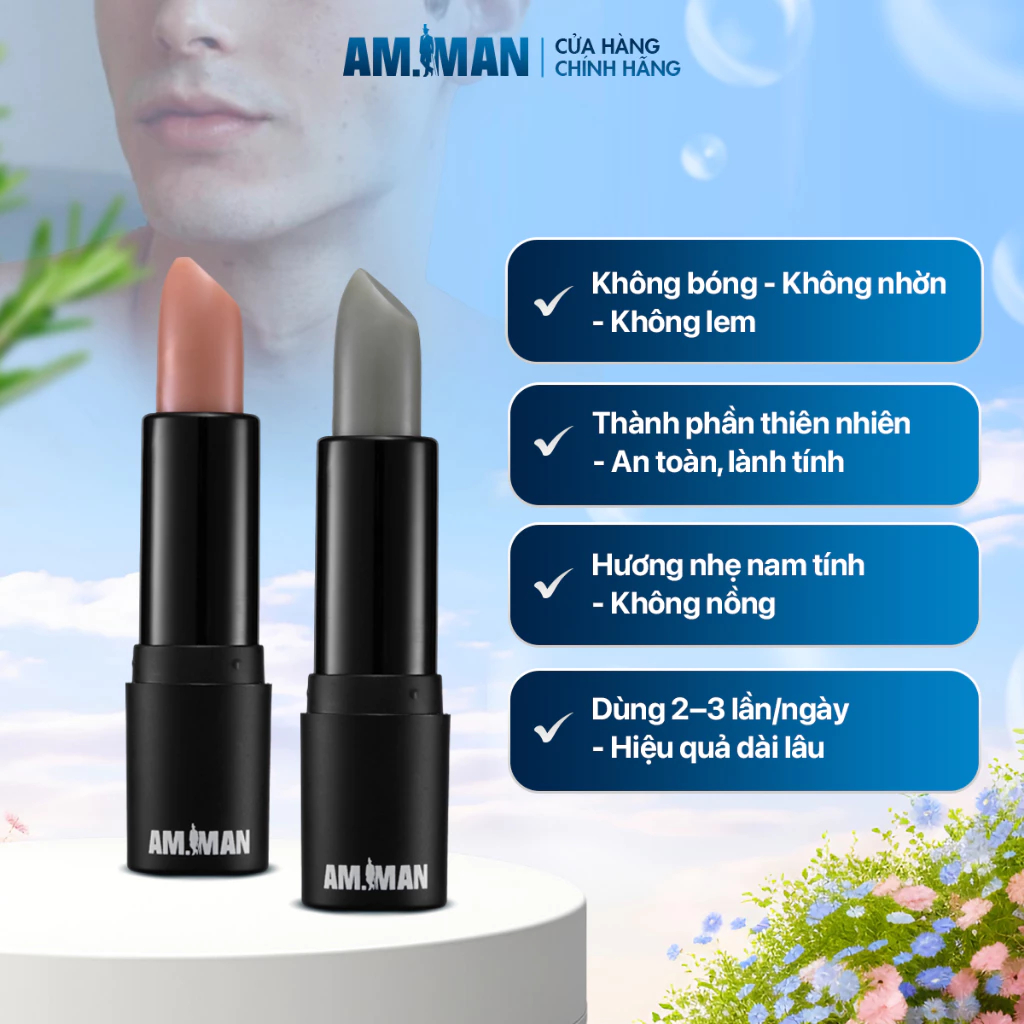 Son Dưỡng Môi Cho Nam AM.MAN LIP BALM Dưỡng Ẩm Môi, Ngừa Thâm Môi, Chống Khô Nứt Nẻ, Màu Sắc Tự Nhiên