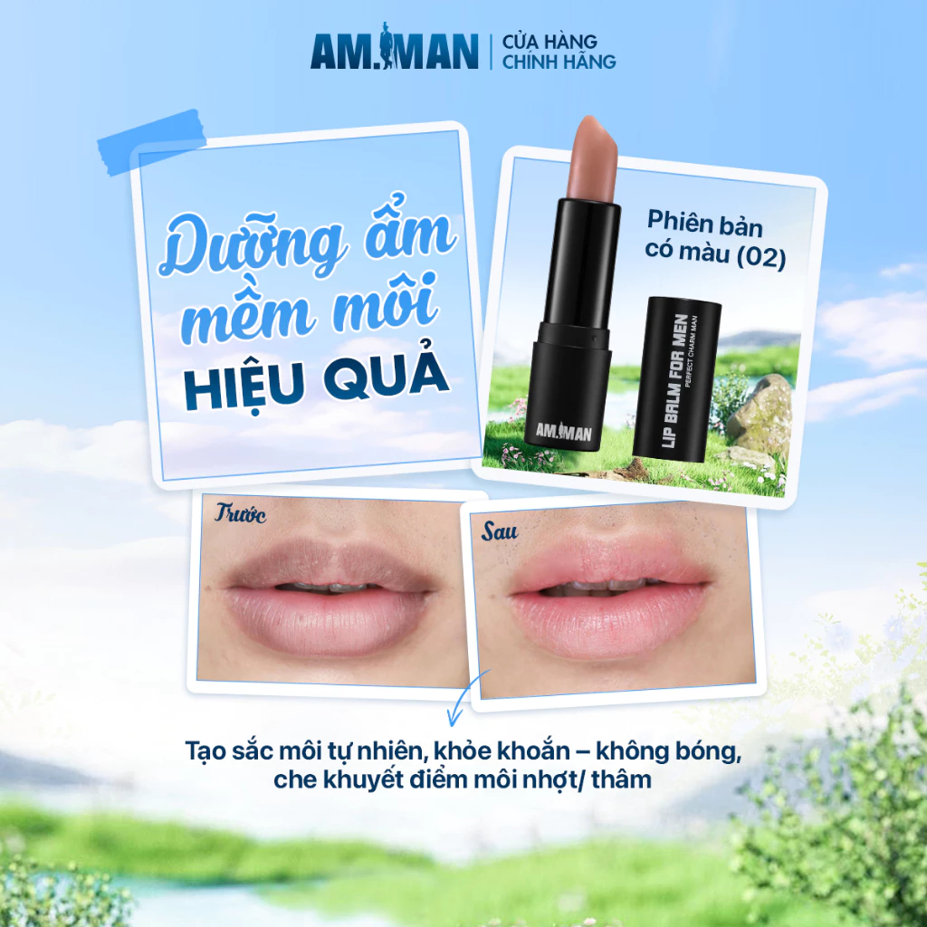 Son Dưỡng Môi Cho Nam AM.MAN LIP BALM Dưỡng Ẩm Môi, Ngừa Thâm Môi, Chống Khô Nứt Nẻ, Màu Sắc Tự Nhiên