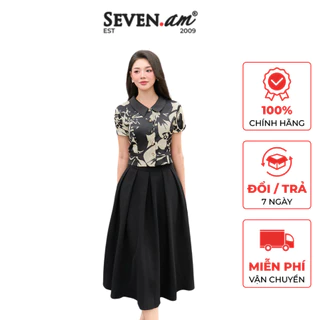 Áo kiểu hoạ tiết hoa lá nhiệt đới thời trang nữ Seven.AM H113149I