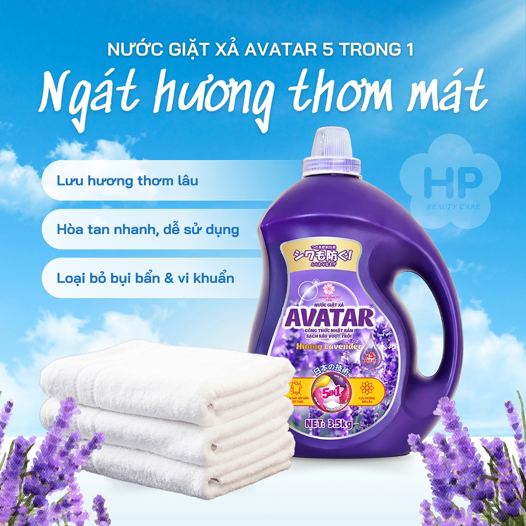 Nước Giặt Xả Avatar 5 Trong 1 Hương Lavender 3,5kg
